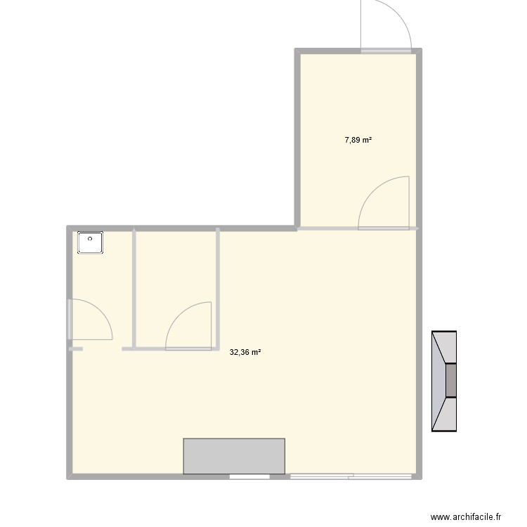 Clabo. Plan de 2 pièces et 40 m2