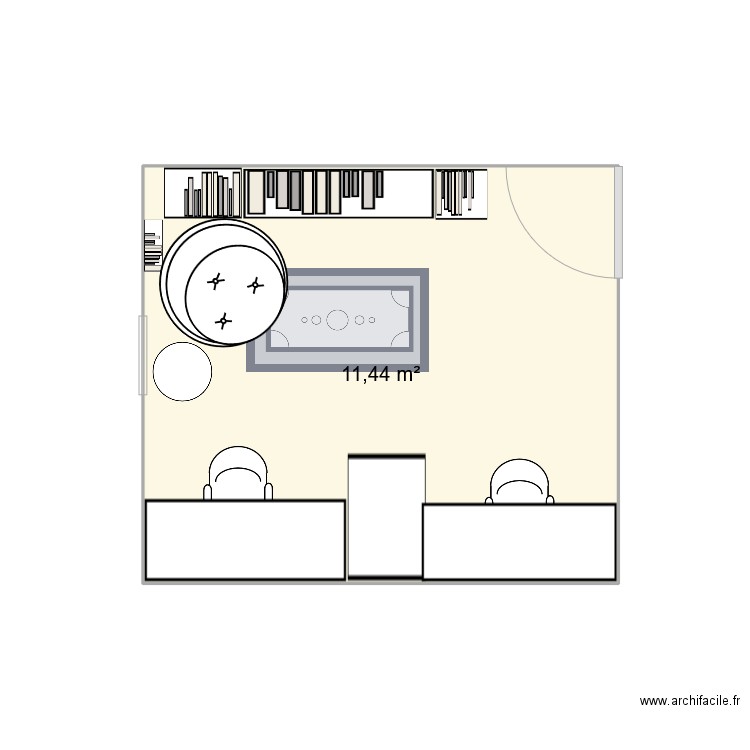 bureau. Plan de 1 pièce et 11 m2