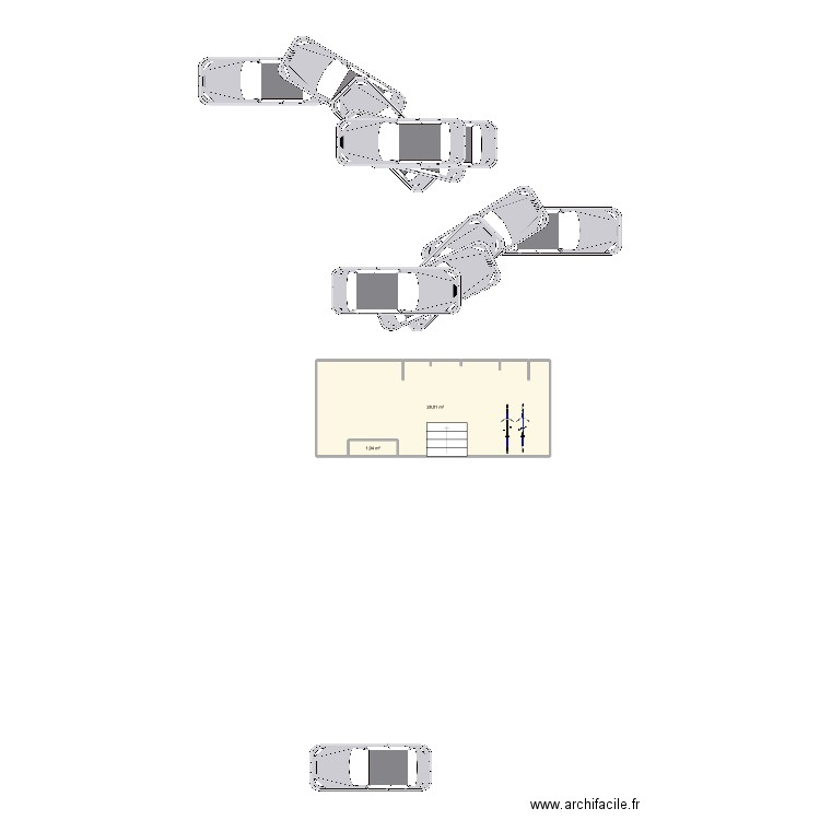 Parking. Plan de 2 pièces et 29 m2