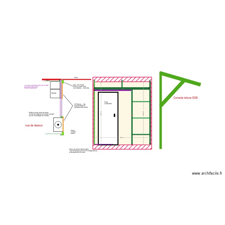 Cloison SDB Dumbéa. Plan de 1 pièce et 6 m2