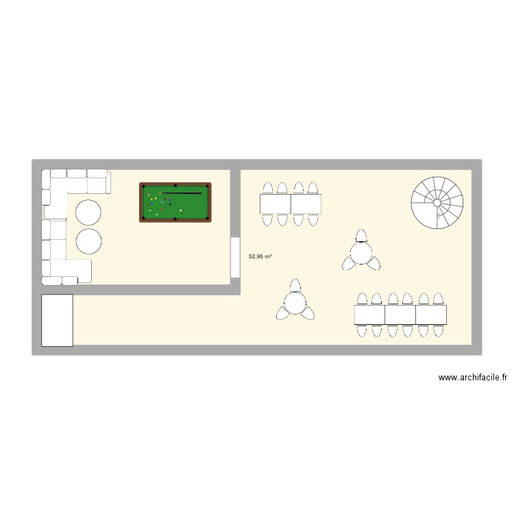 etage man. Plan de 1 pièce et 53 m2