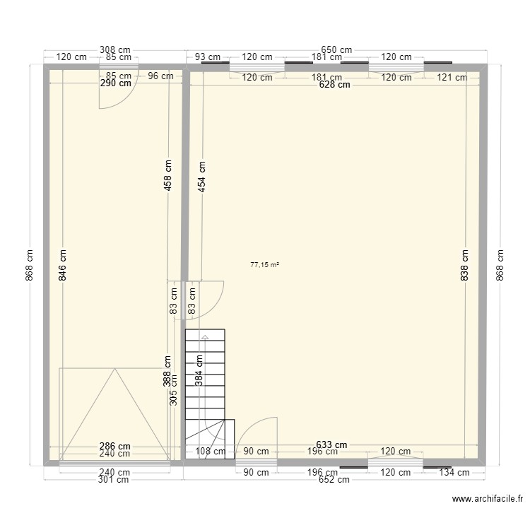 Méru. Plan de 1 pièce et 77 m2