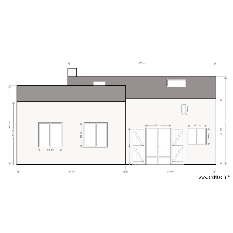 DP4 PLAN FACADE SUD après travaux. Plan de 0 pièce et 0 m2