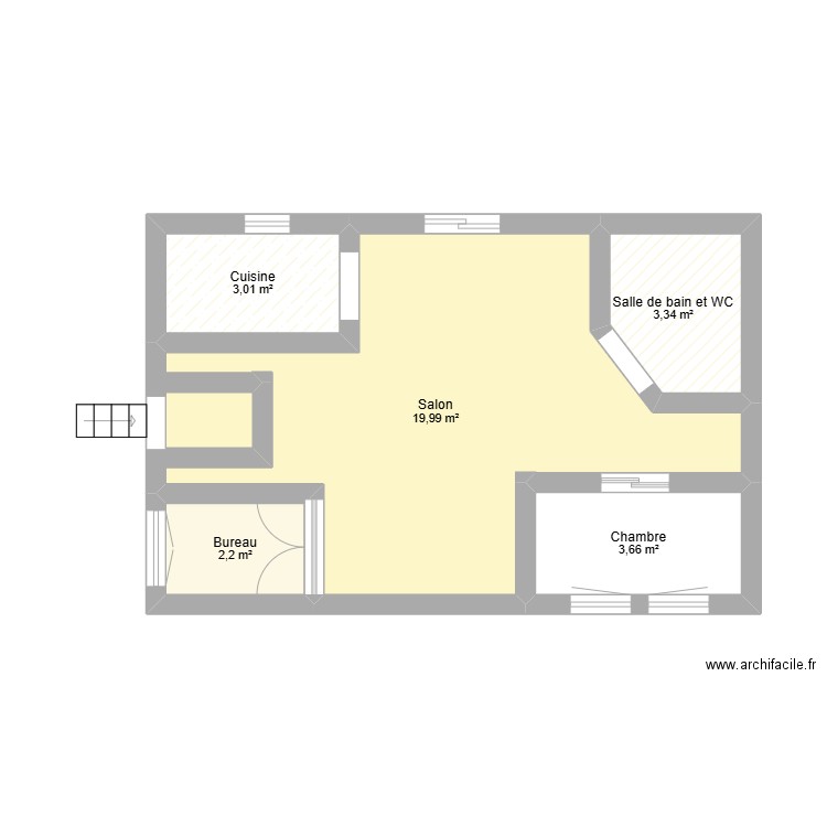 projet final. Plan de 5 pièces et 32 m2