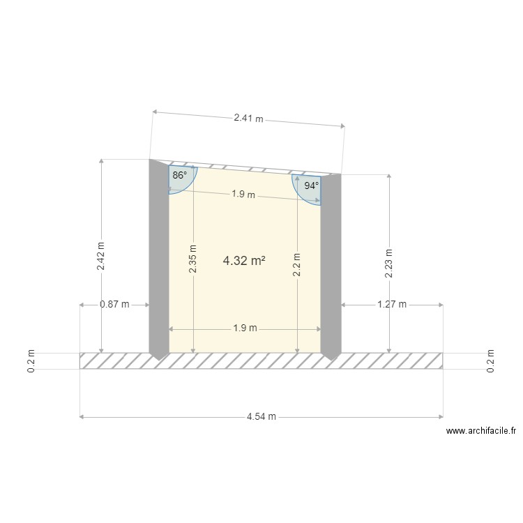 plan coupe de la véranda . Plan de 0 pièce et 0 m2