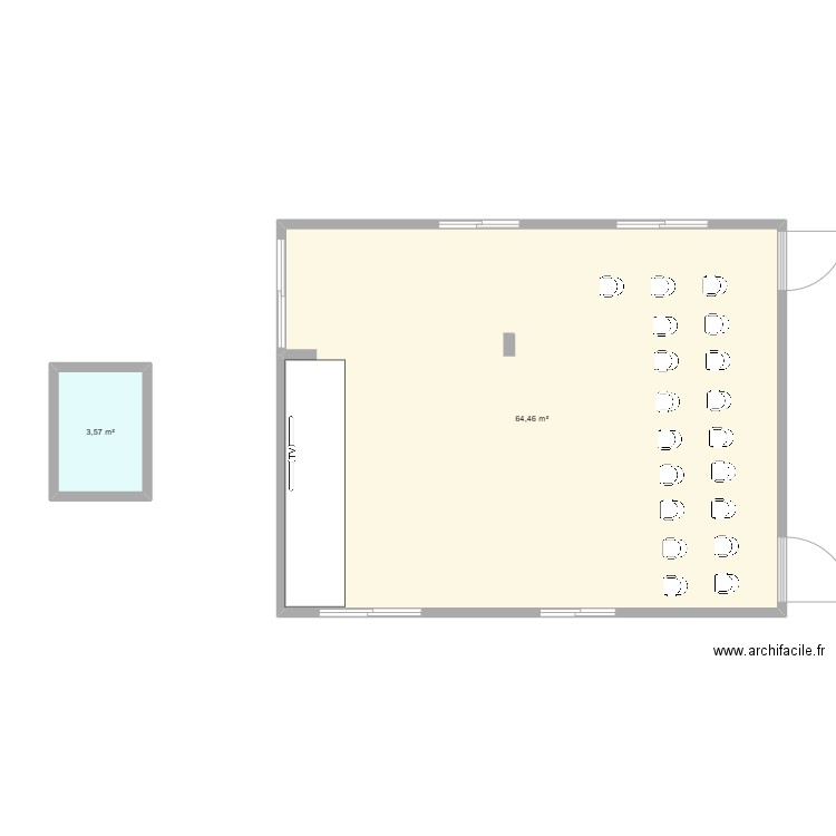 Plan Salle conf BEM. Plan de 2 pièces et 68 m2