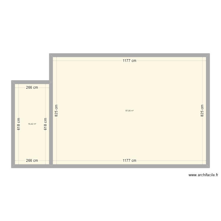 gramazie. Plan de 2 pièces et 113 m2