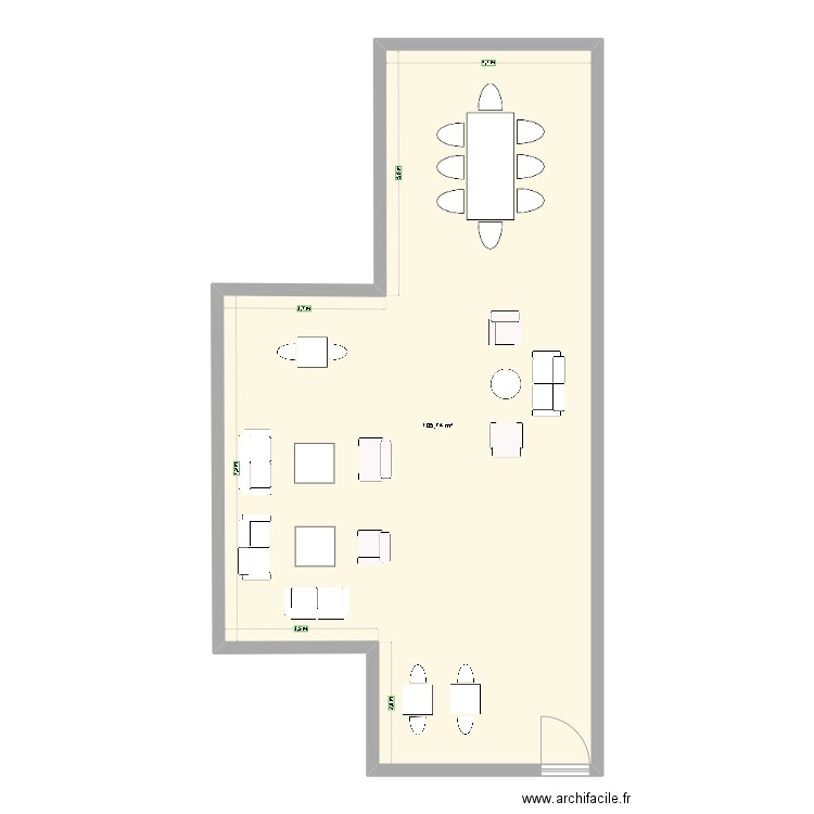 CFG. Plan de 1 pièce et 106 m2