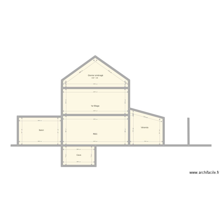 Coupe vec remise et cave preal. Plan de 6 pièces et 64 m2