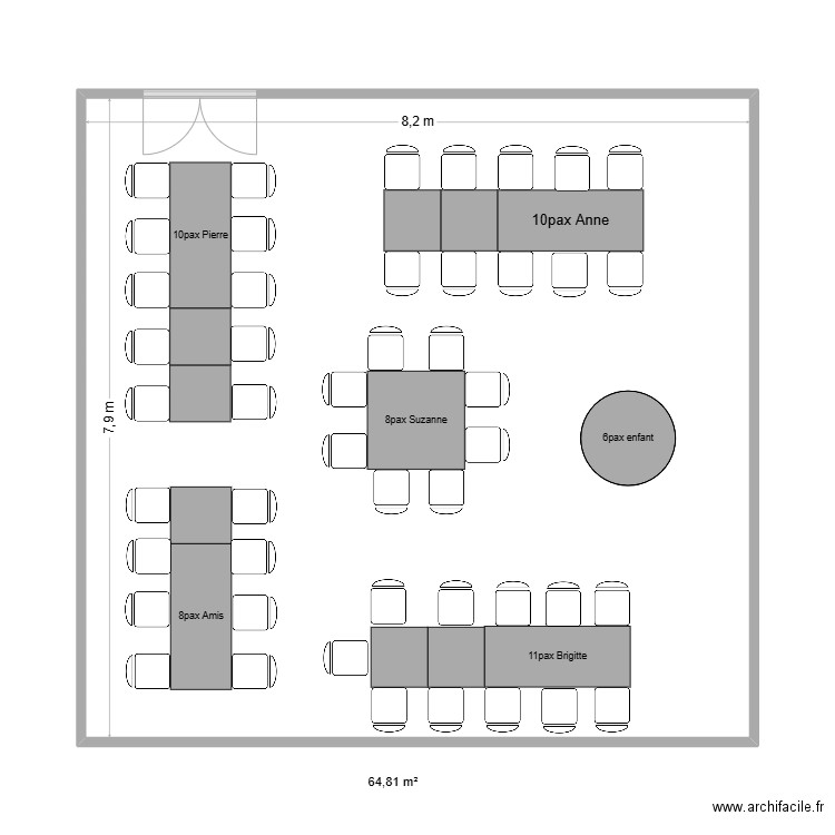 salle moment. Plan de 1 pièce et 65 m2