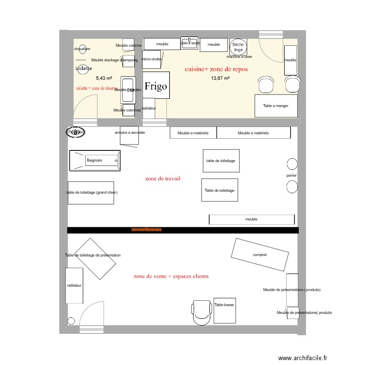 plan salon. Plan de 2 pièces et 19 m2