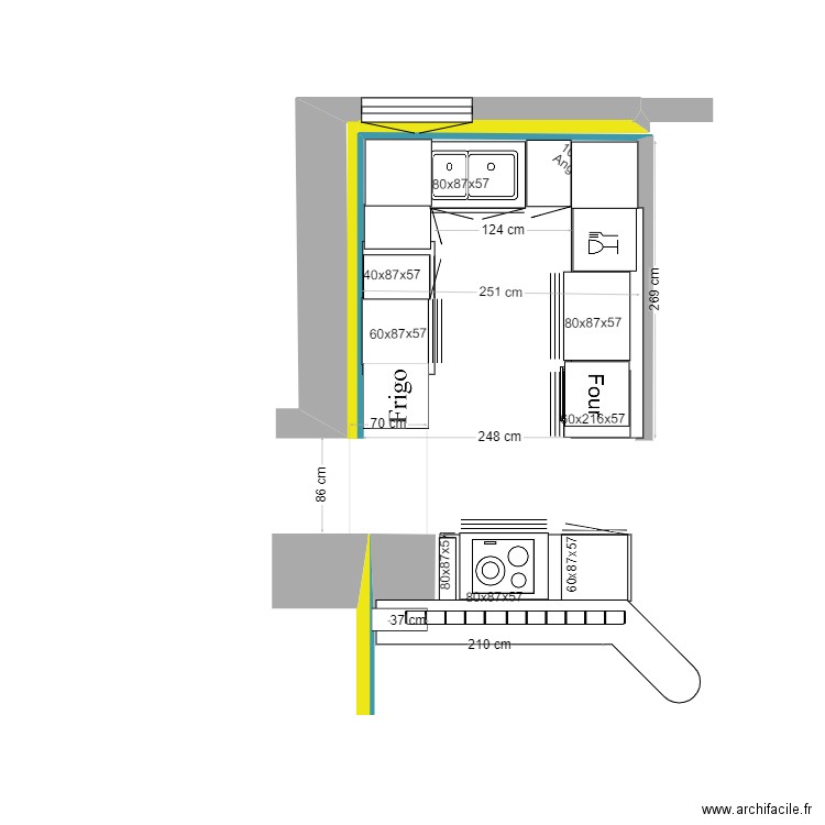 plan cuisine. Plan de 0 pièce et 0 m2