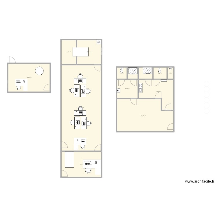 AGENCE ARIENNE. Plan de 13 pièces et 168 m2