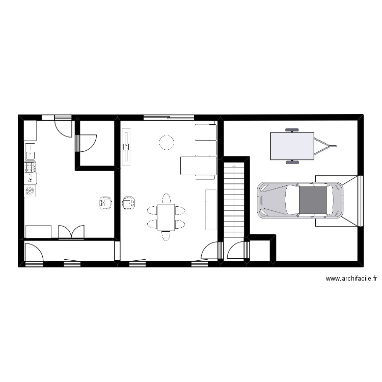 Plan 2D rdc SSG. Plan de 7 pièces et 98 m2