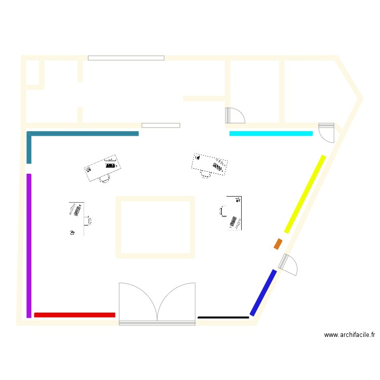 magasin. Plan de 5 pièces et 212 m2