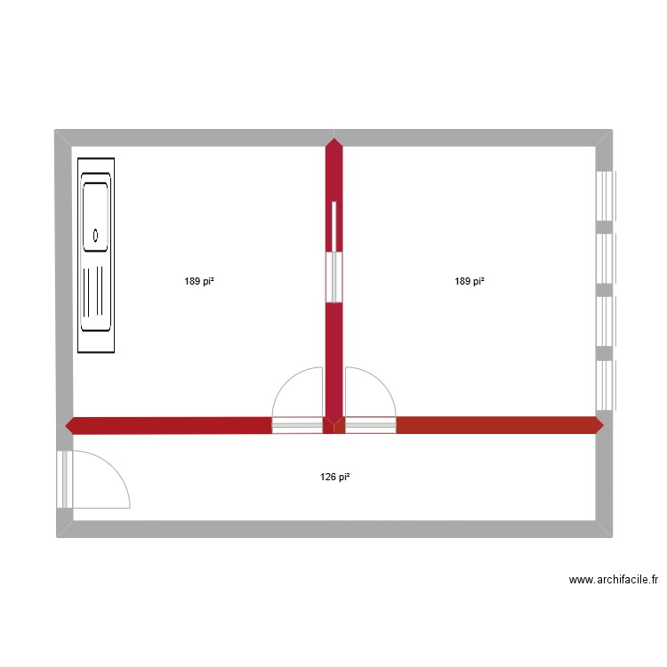 premier étage. Plan de 3 pièces et 47 m2