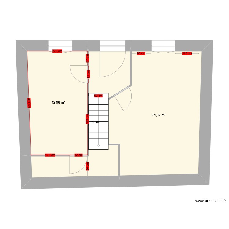 Faux la montagne RDC. Plan de 9 pièces et 91 m2