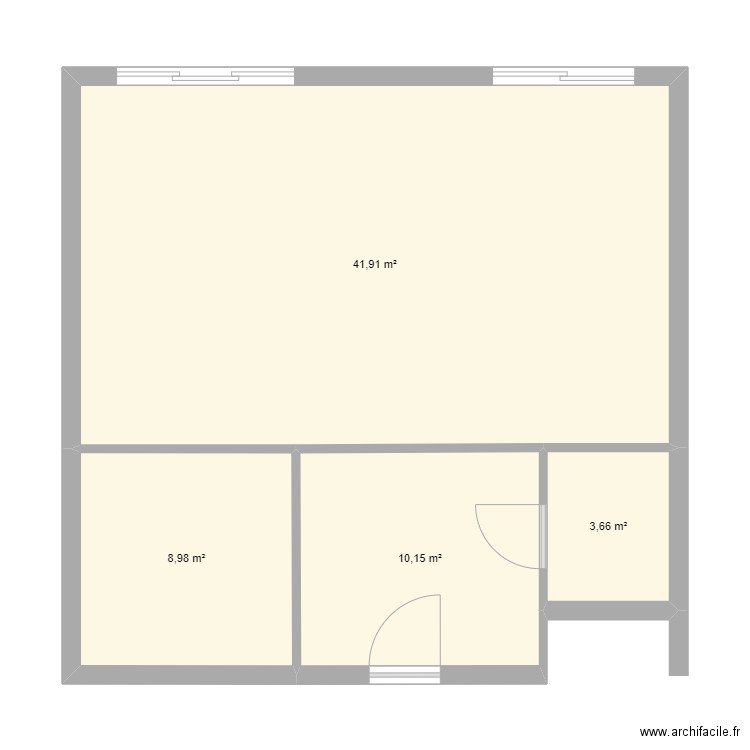 voisins. Plan de 4 pièces et 65 m2