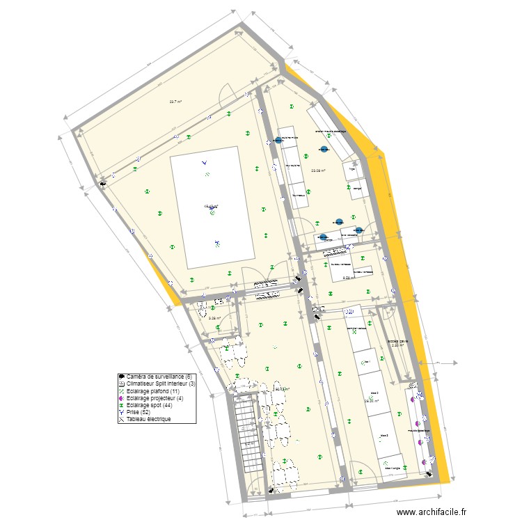 plan magasin elec. Plan de 9 pièces et 172 m2