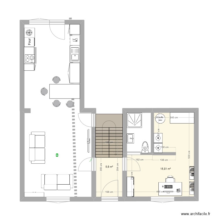 Place Anseroeul 6 - rez-V7. Plan de 2 pièces et 21 m2