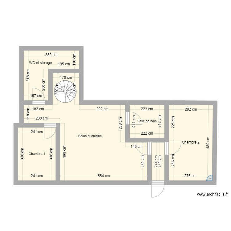 lalande apres. Plan de 6 pièces et 65 m2