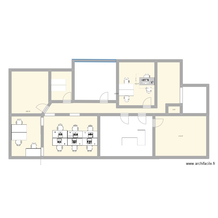 L301. Plan de 6 pièces et 109 m2