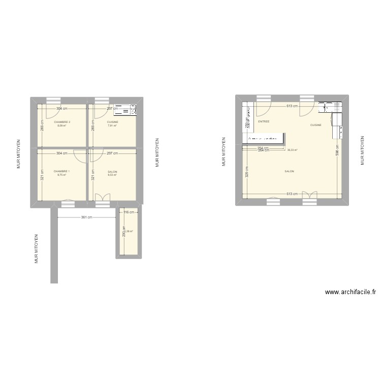 LUZURIER. Plan de 6 pièces et 75 m2