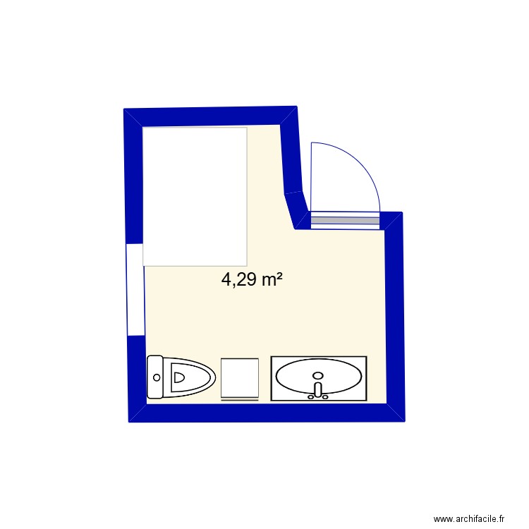 salle de bain etat actuel 2. Plan de 1 pièce et 4 m2