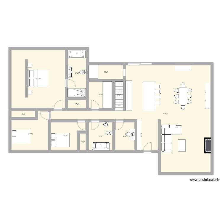 Maison. Plan de 13 pièces et 180 m2