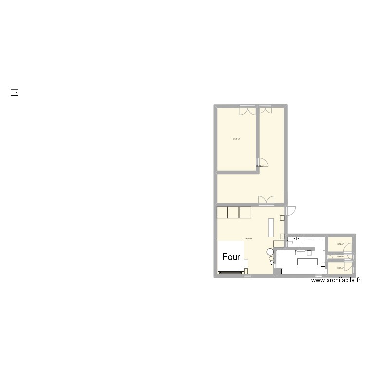 Boulangerie LM. Plan de 6 pièces et 94 m2