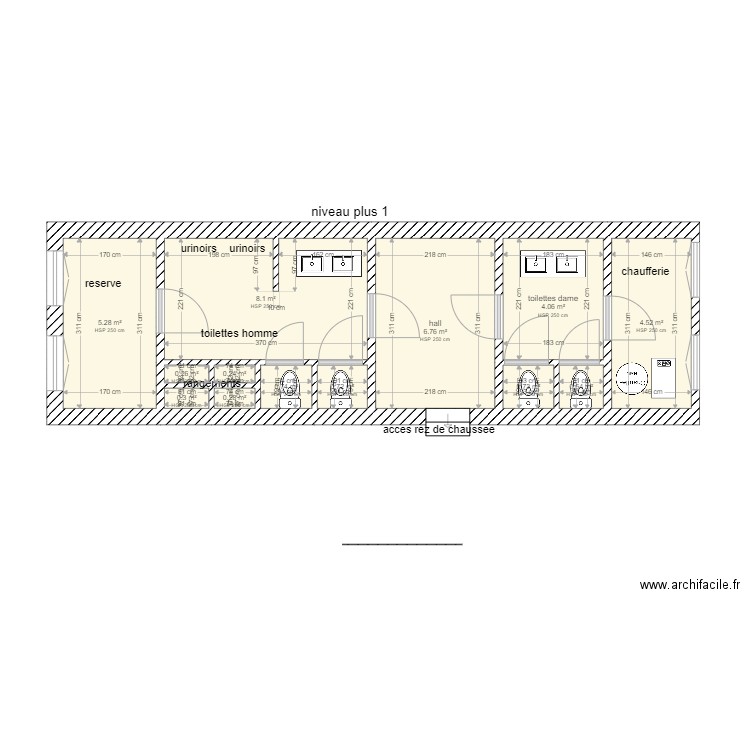 toilettes. Plan de 0 pièce et 0 m2