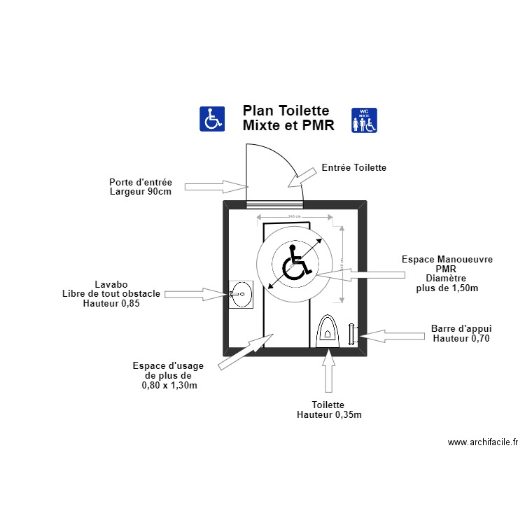 Plan Toilette Belfort. Plan de 0 pièce et 0 m2