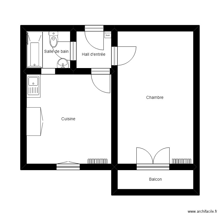 Zuric_35. Plan de 5 pièces et 40 m2