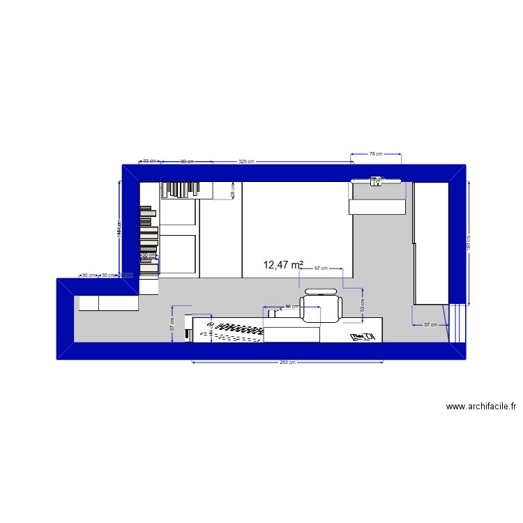 CHAMBRE ALEXI. Plan de 1 pièce et 12 m2