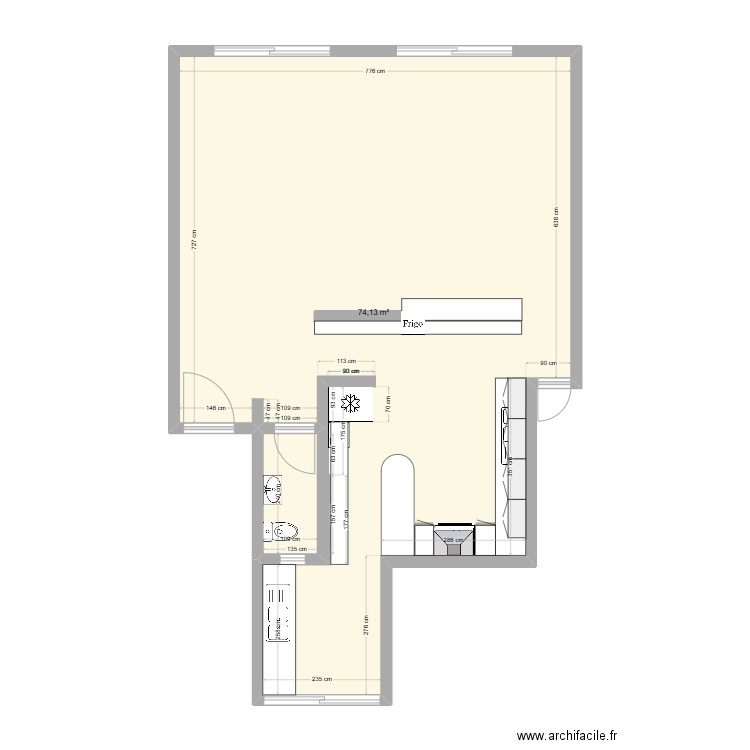 appartement coleah. Plan de 1 pièce et 74 m2