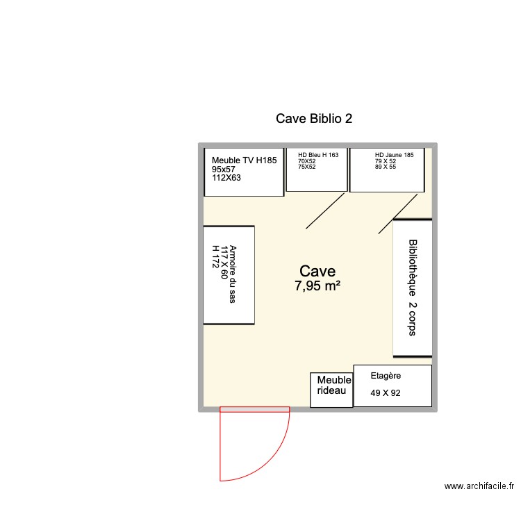 Cave Biblioth. 2. Plan de 1 pièce et 8 m2