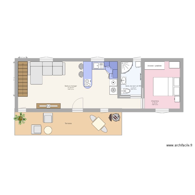  Mini  maison  Plan  4 pi ces 54 m2 dessin  par Auri