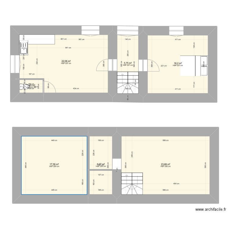 MORECEAUX. Plan de 7 pièces et 93 m2