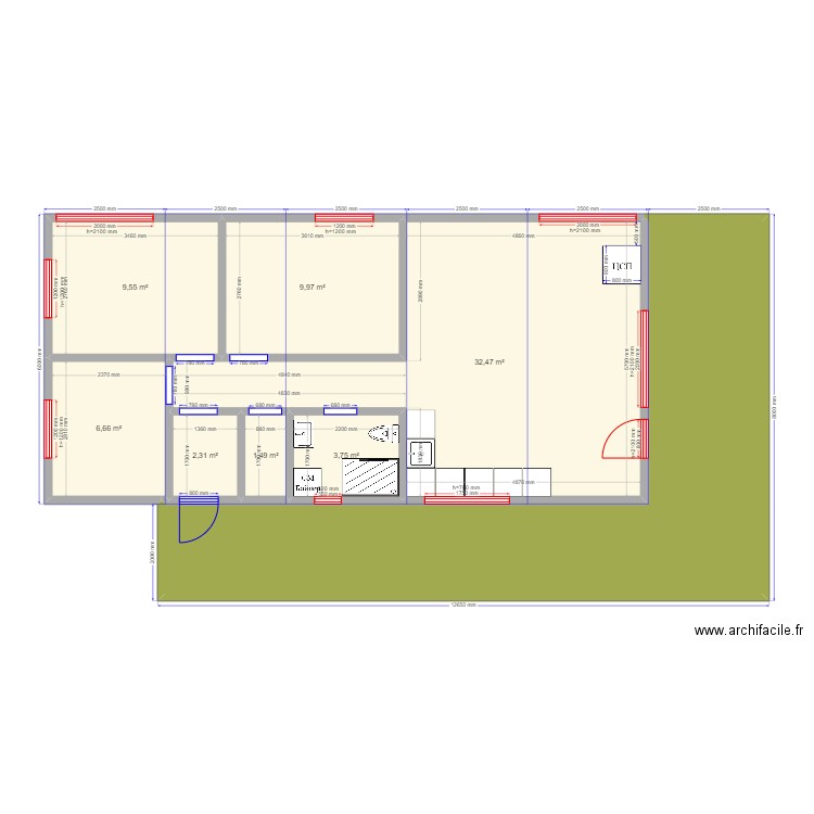 Быково. Plan de 8 pièces et 103 m2