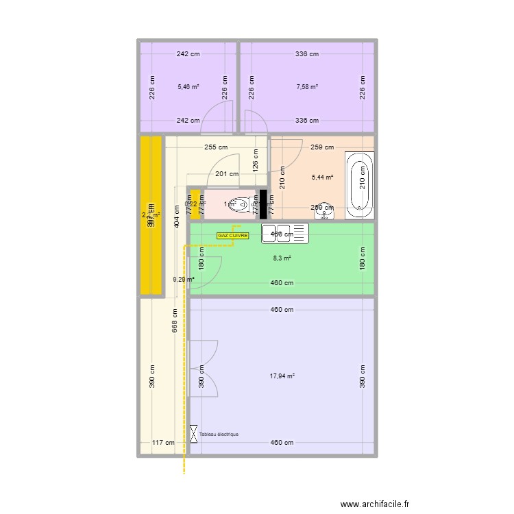 COUTANT ATHIS MONS. Plan de 10 pièces et 58 m2