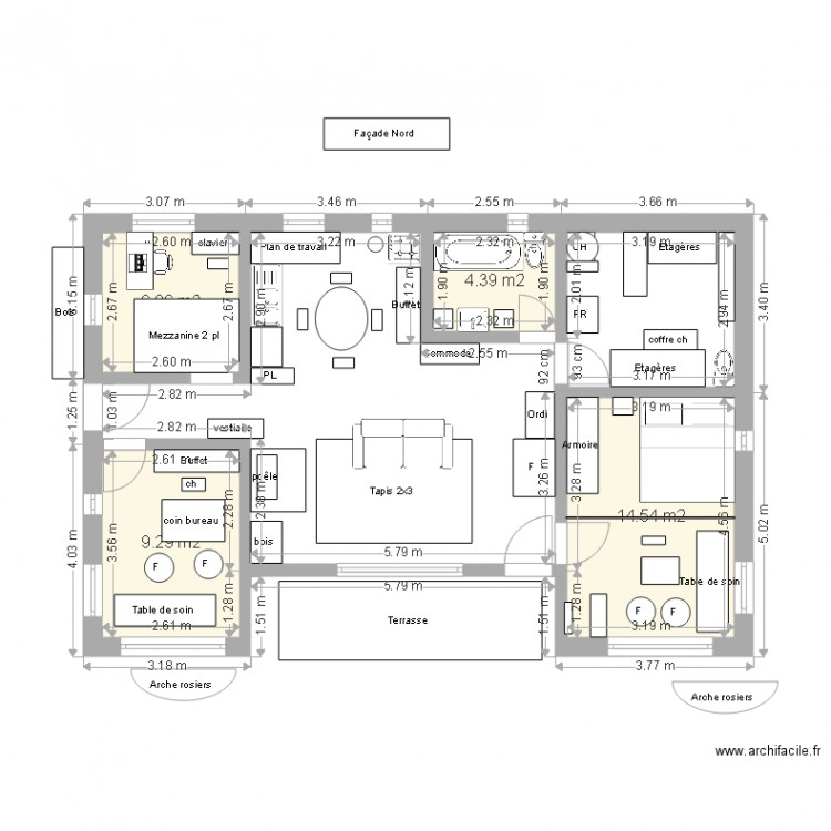 Plan maison Jocelyne avec terrasse sud. Plan de 0 pièce et 0 m2