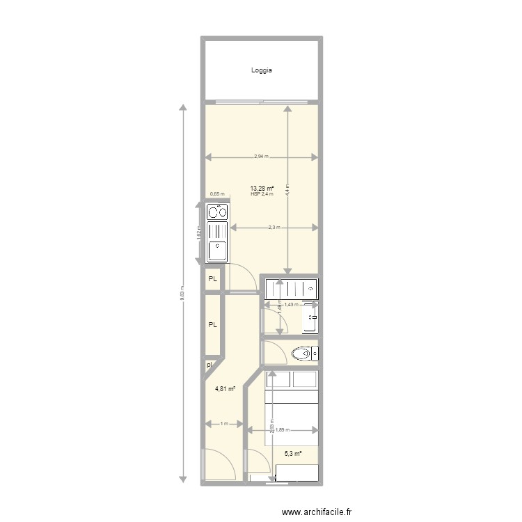 2 Pièces Cap ESTEREL K1 301. Plan de 0 pièce et 0 m2