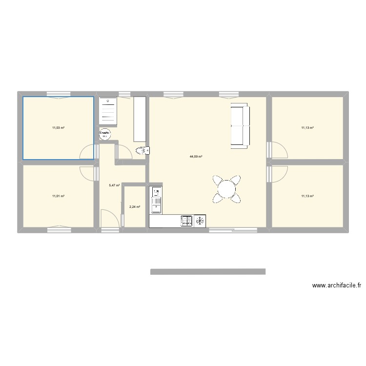 Petite maison 2p. Plan de 7 pièces et 96 m2