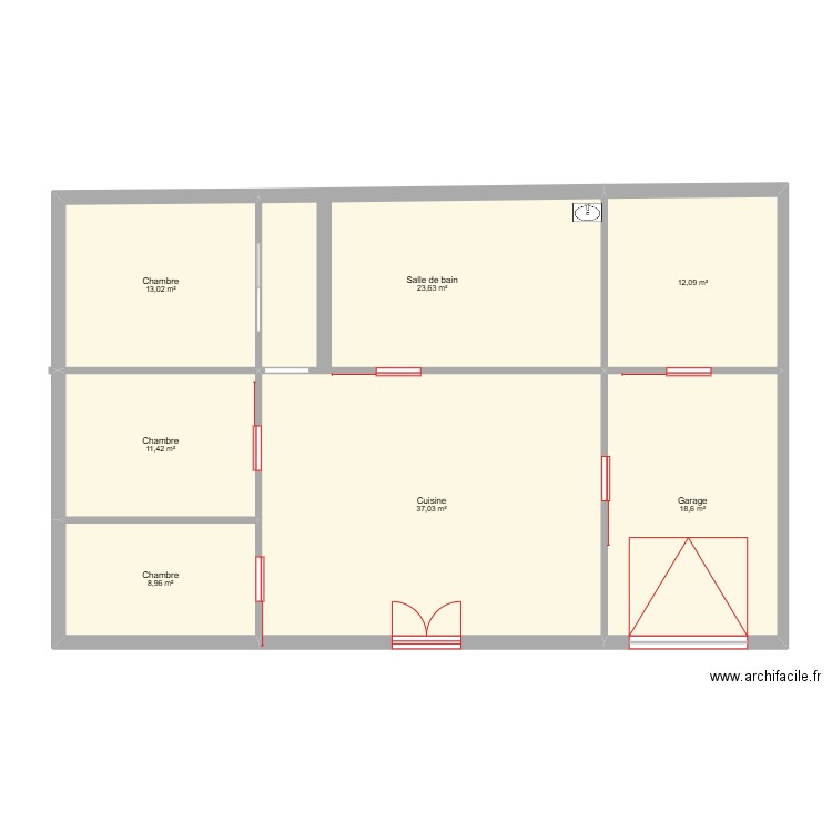 maison pmr. Plan de 7 pièces et 125 m2