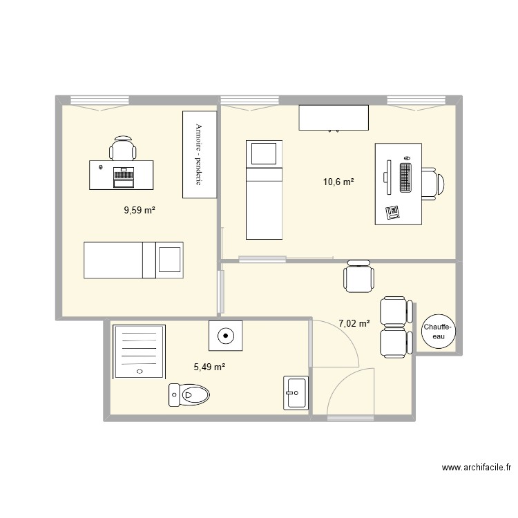 SCI Hallefort. Plan de 4 pièces et 33 m2