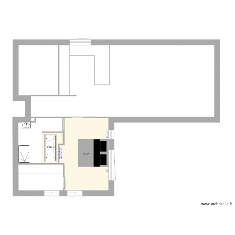 Modification douche chambre 1 et 2. Plan de 0 pièce et 0 m2