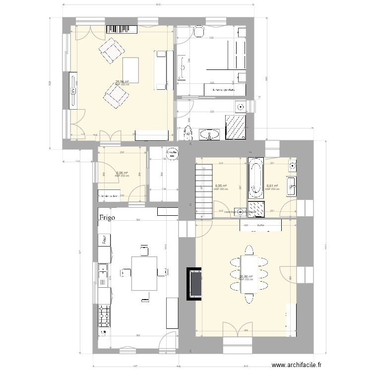 P Sylvie 1. Plan de 5 pièces et 73 m2