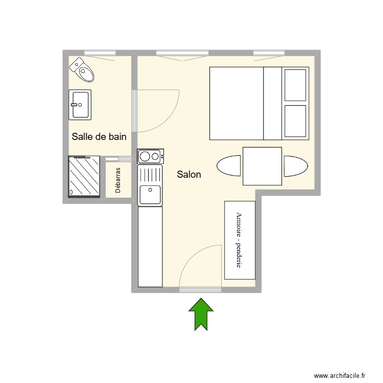 254 estienne d'orves. Plan de 3 pièces et 16 m2