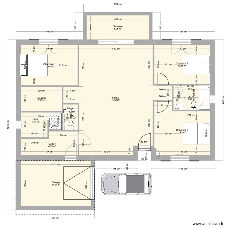 Maud avec garage. Plan de 12 pièces et 247 m2