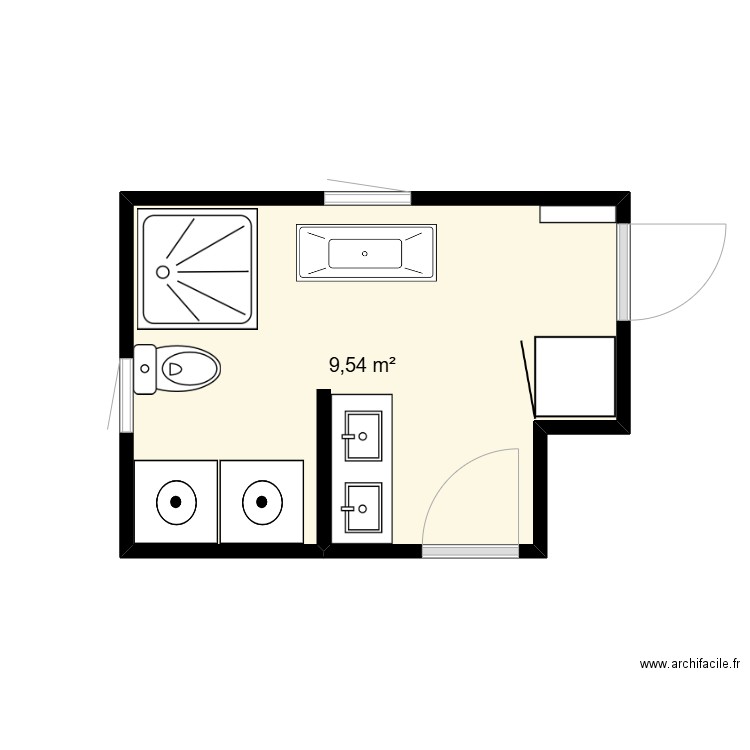 Plan Mic F. Plan de 1 pièce et 10 m2